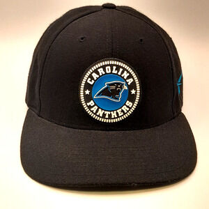 Carolina Panthers Reebok Black Snapback Hat Raised Round Shield Unisex Adult